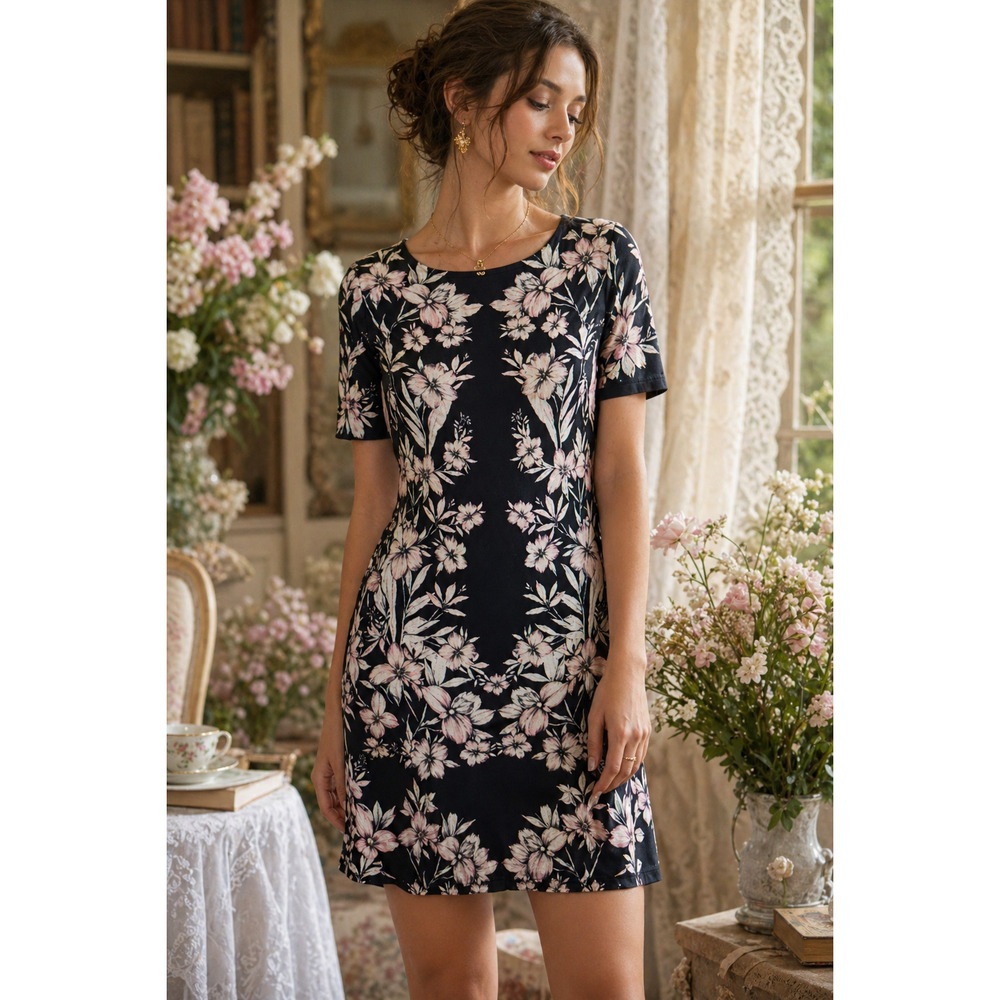 Eliza J Floral Mini Dress Dark Floral Coquette Romantic Cottagecore Romantic 2